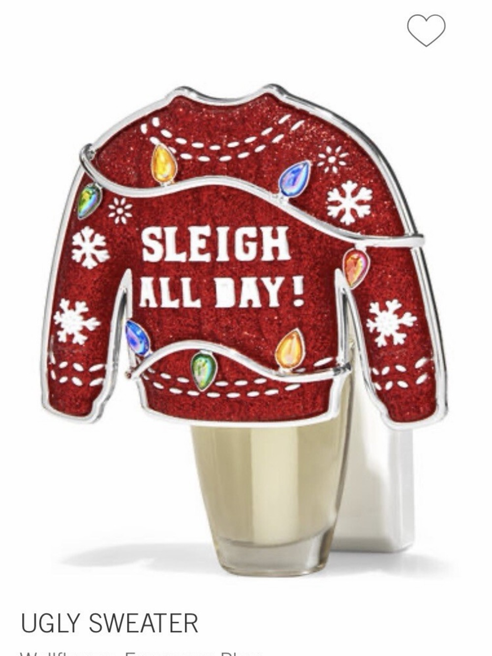 Bath & Body Works Red 'Sleigh All Day' Ugly Sweater Wallflower Holder new